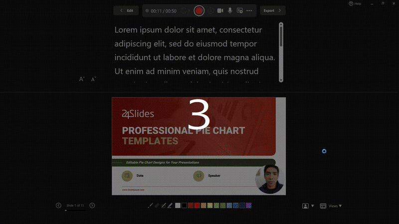 Showing the process of recording slides with PowerPoint