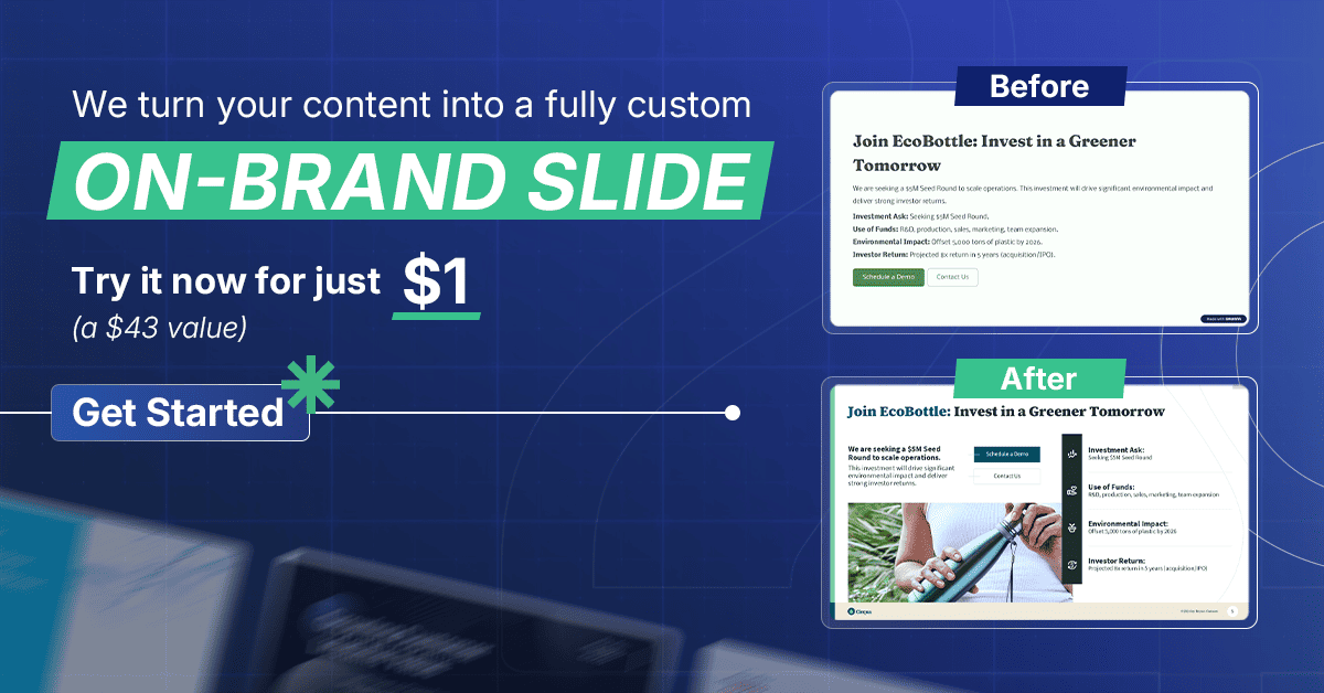 Promotional banner for 24Slides: Get a professional slide redesign for just $1, a $43 value.