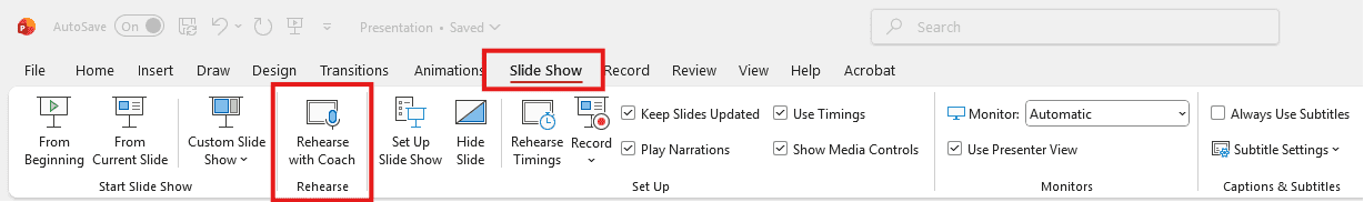 Speaker coach on desktop