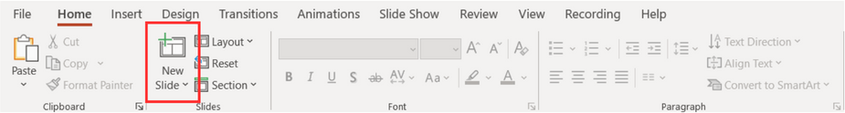 add new slide in PPT