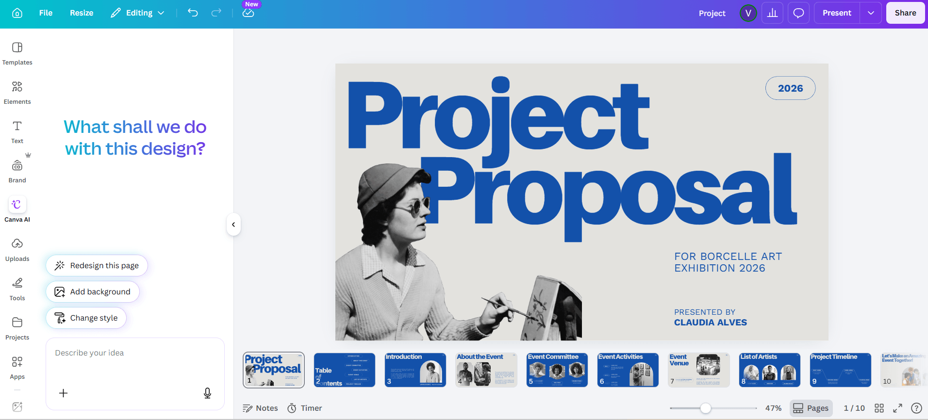 Canva AI for presentations