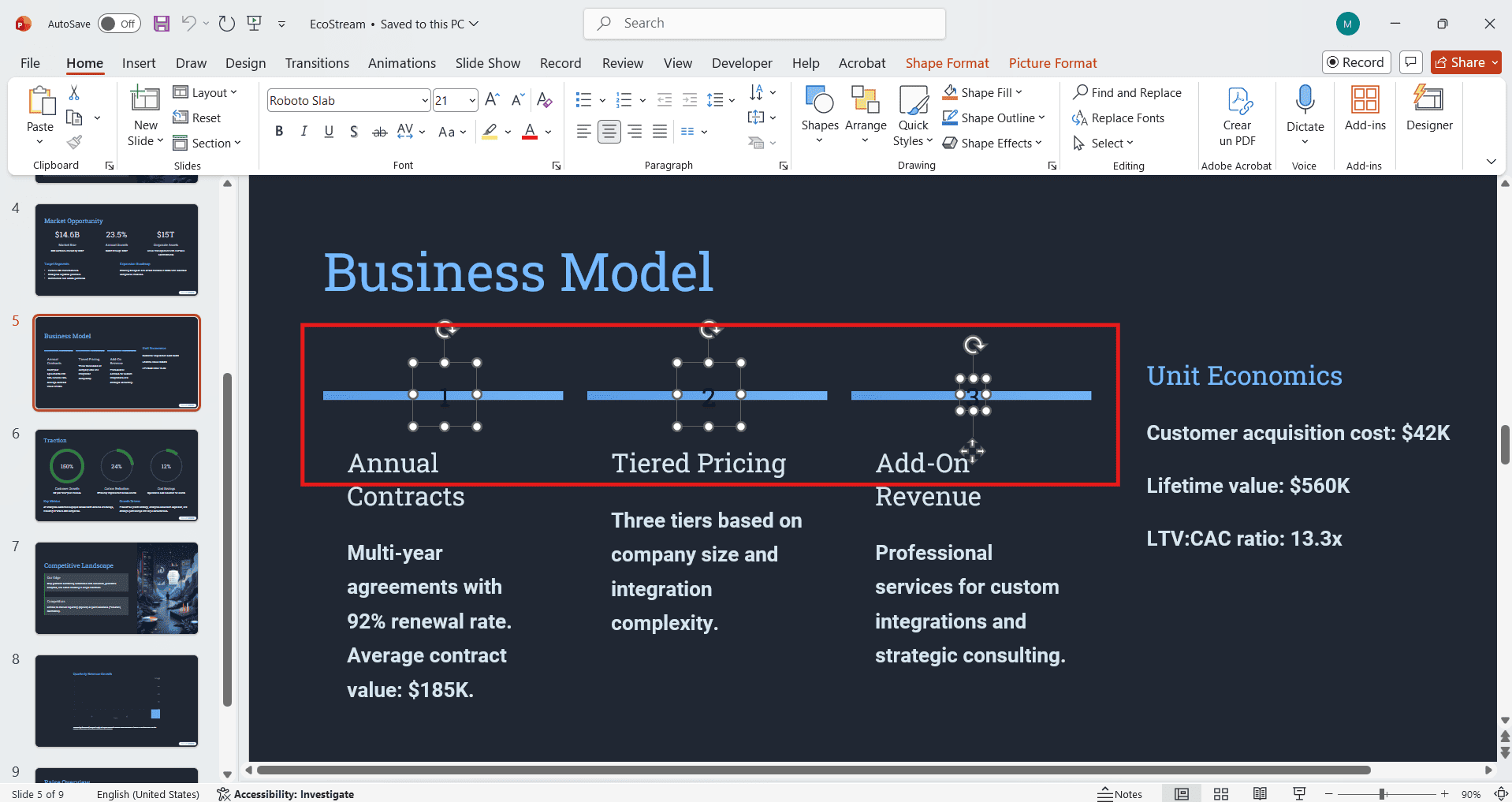 Microsoft PowerPoint interface showing a badly aligned Gamma export with wasted space and an awkwardly tall layout.