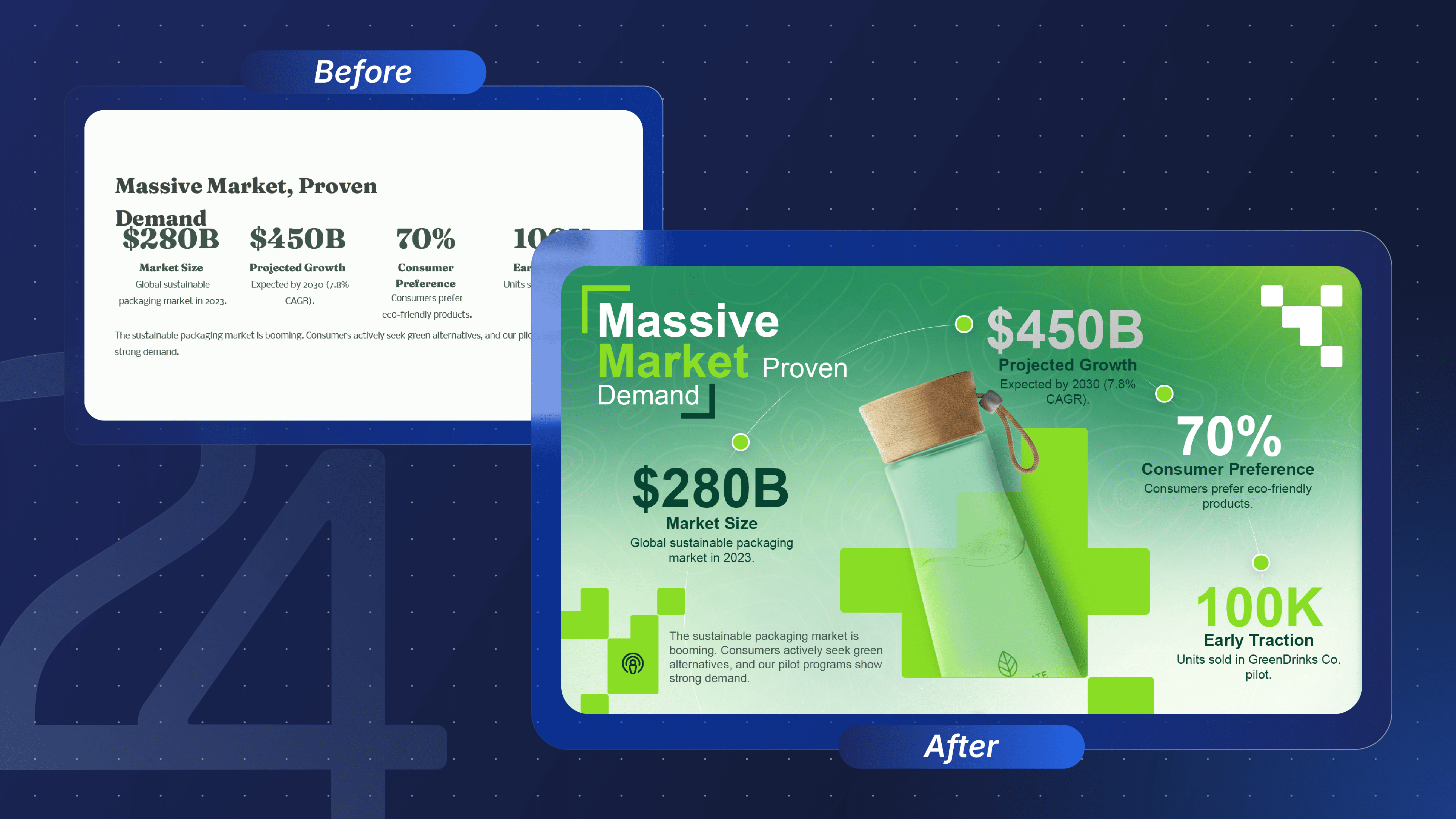 before and after - presentation design