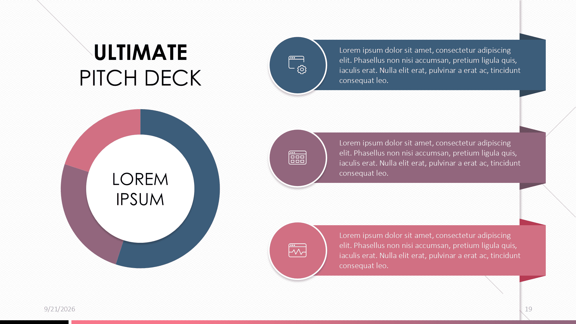 A standard pitch deck template used for outlining structural narrative and data points.
