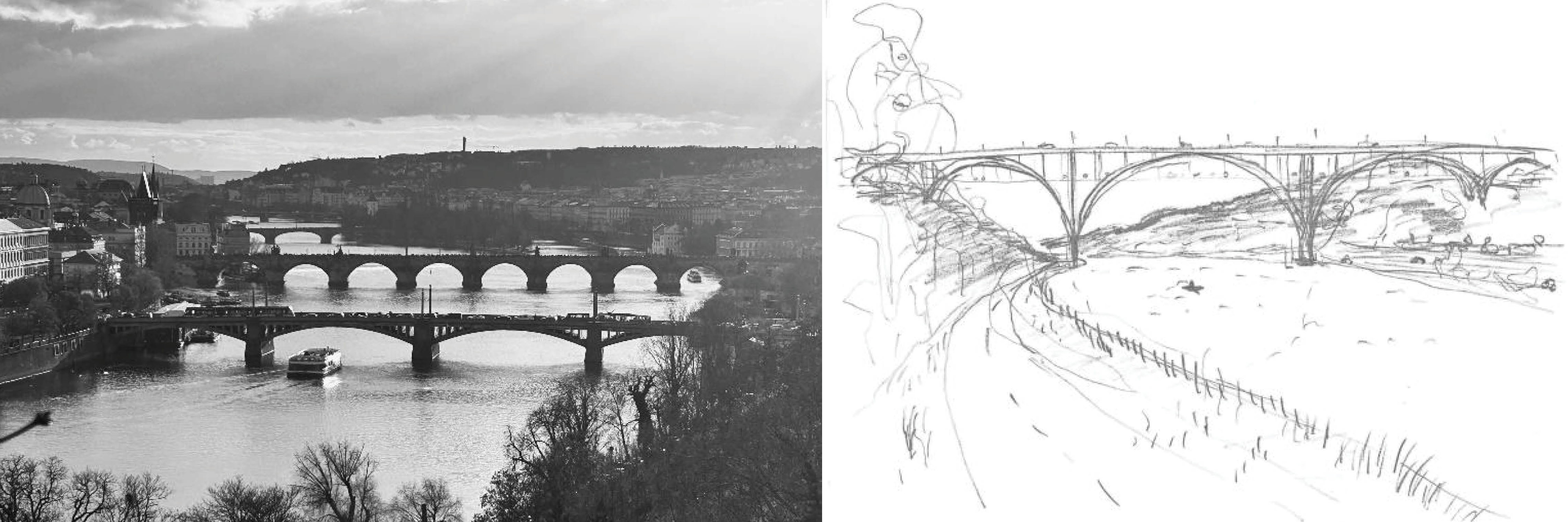 Most přes Vltavu - Koncept - 1 Most přes Vltavu - Koncept - 1