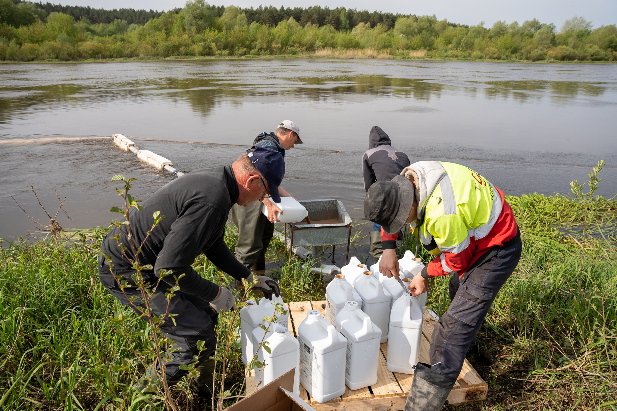 Į Nemuną išpiltas biologinis preparatas upinių mašalų lervoms naikinti | Druskininkų savivaldybės nuotr.
