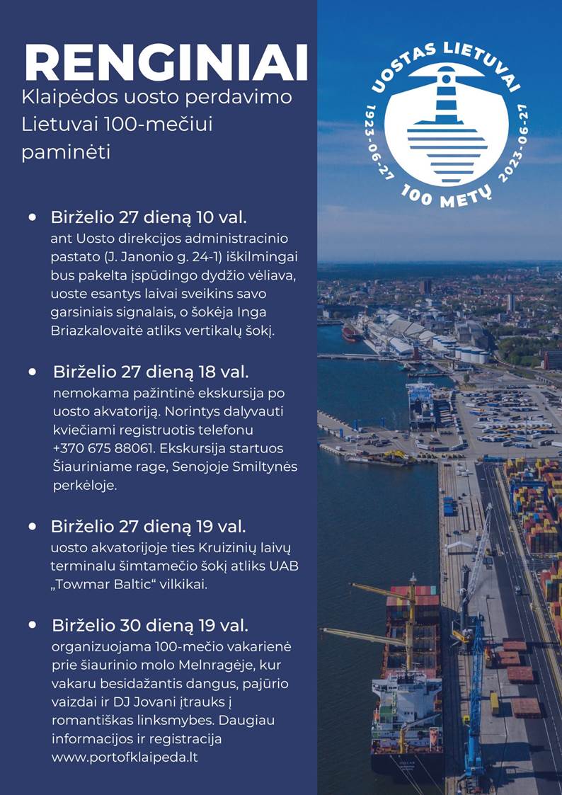 Švęskime Klaipėdos uosto perdavimo Lietuvai 100-metį kartu! | Rengėjų nuotr.