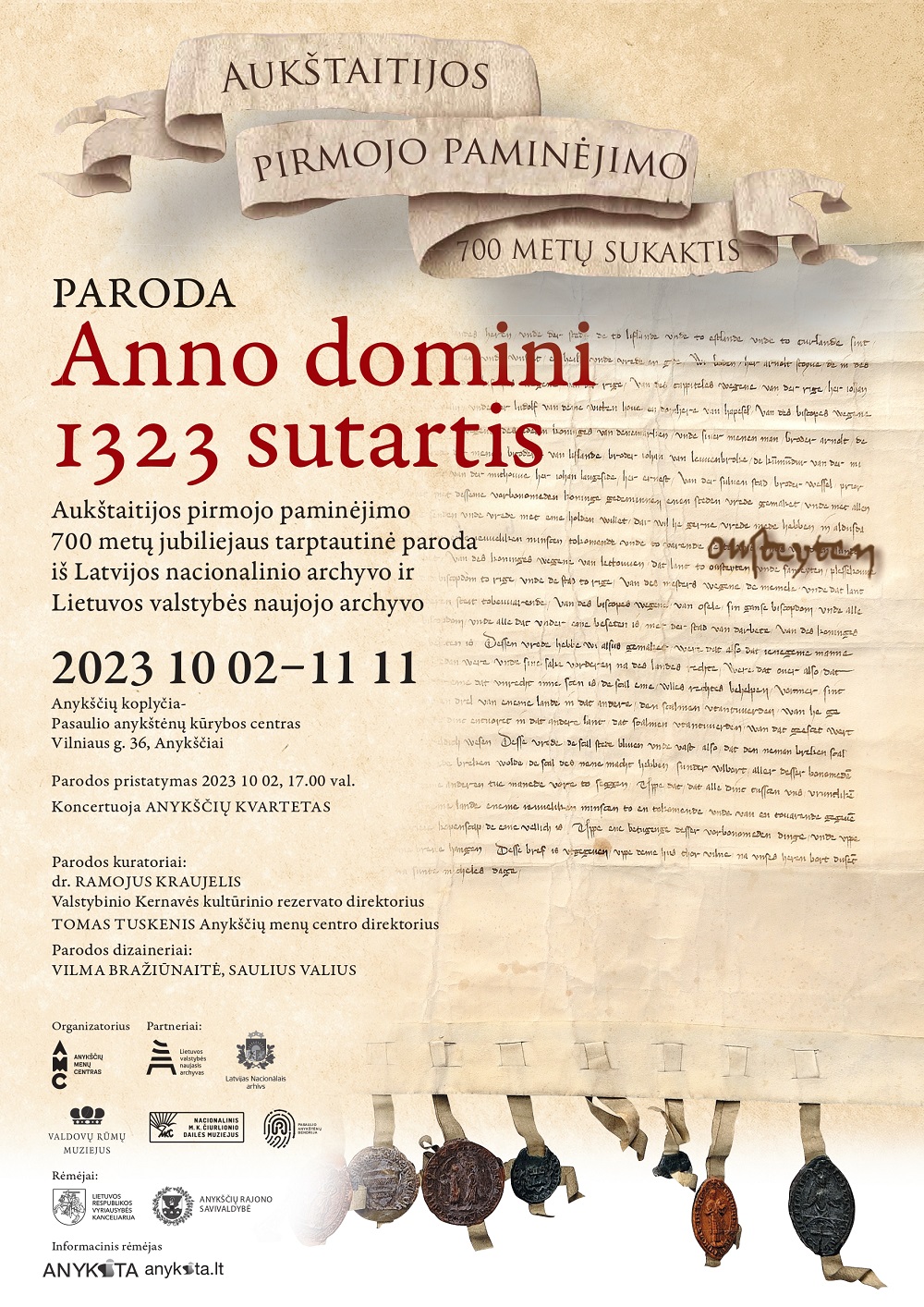 „Anno domini 1323 m. sutartis“ plakatas | amenucentras.lt nuotr.