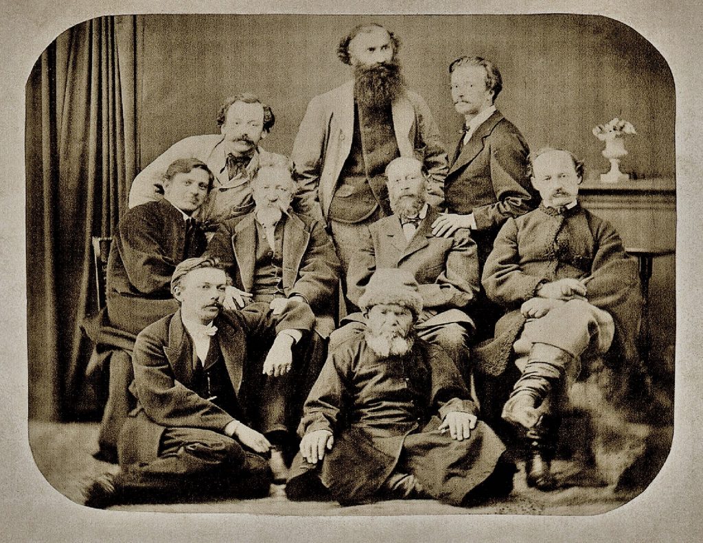 1863 m. sukilėliai tremtyje su vietos gyventoju. Fotografas nežinomas, Tobolskas, 1864 m. | vilniausgalerija.lt nuotr.