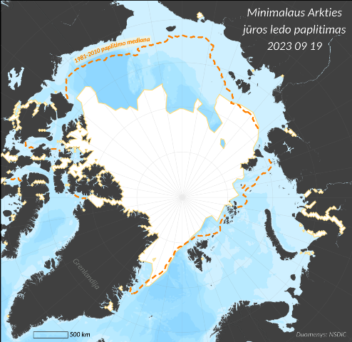 Arkties jūros ledo paplitimas | mokslolietuva.lt nuotr.
