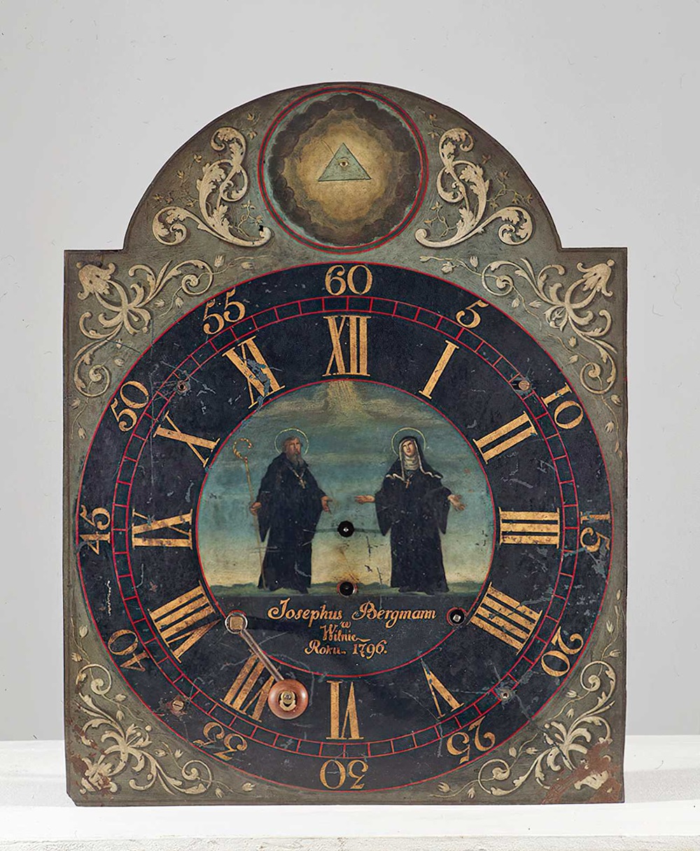 Sieninis laikrodis didelei menei, pagamintas 1785 laikrodininkų cecho seniūno Juozapo Bergmano | LNM nuotr.