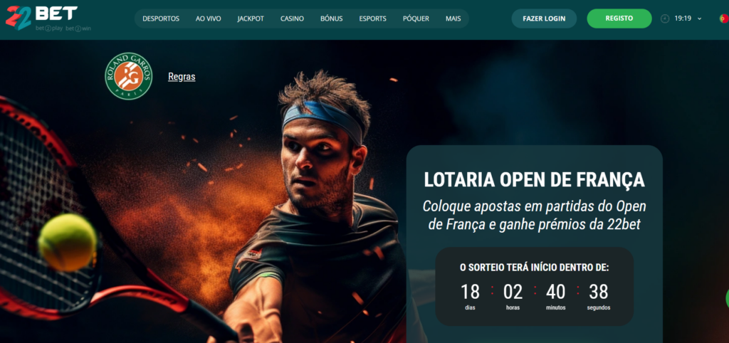Lotaria 22Bet Roland Garros Ganhe até 2000€ em Apostas Grátis Open de França