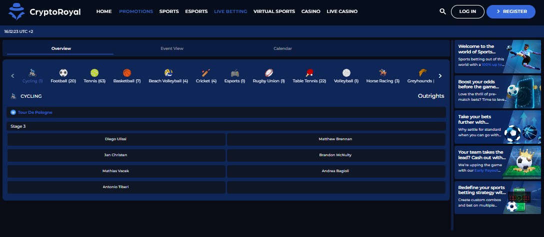 Crypto Royal Live Betting PT