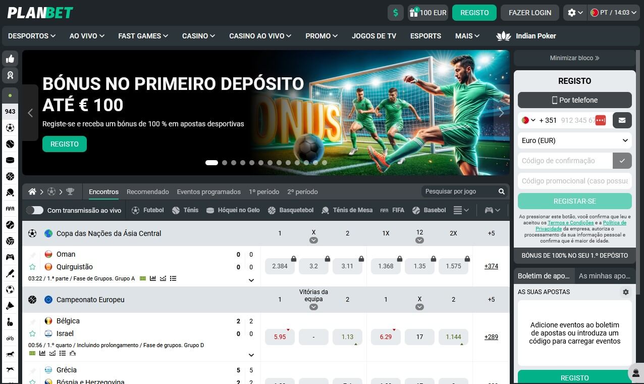 Planbet Bookmaker Review Homepage PT