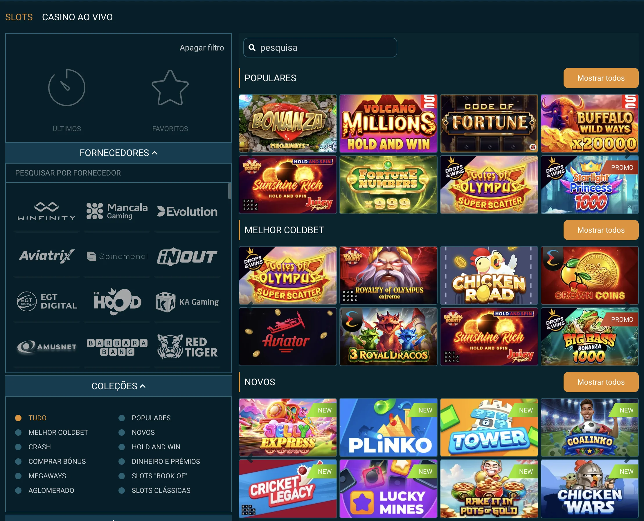 Casino e serviços adicionais Coldbet Portugal