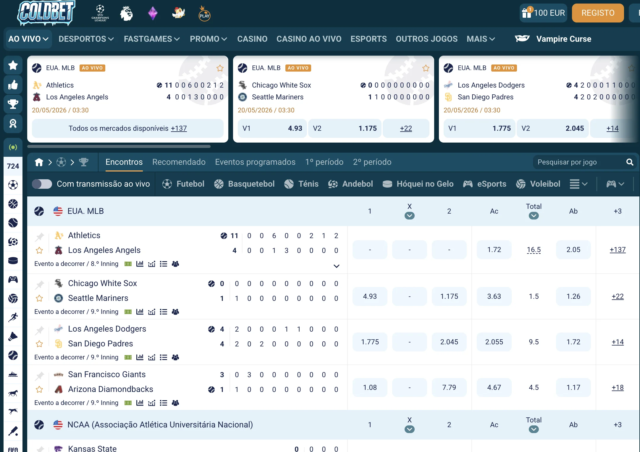 Apostas ao vivo Coldbet Portugal