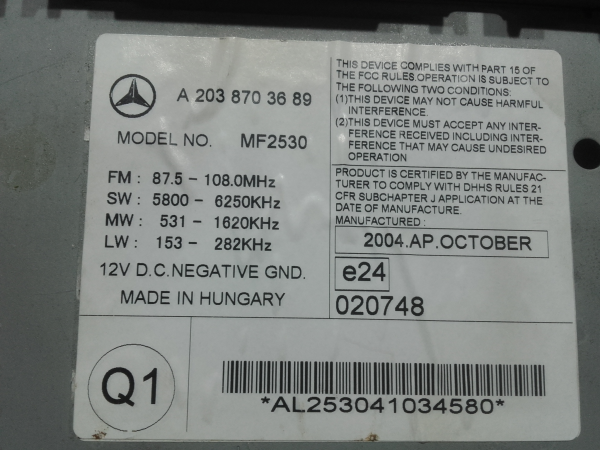 Rádio / auto-rádio MERCEDES-BENZ Classe C (W203) Imagem-2