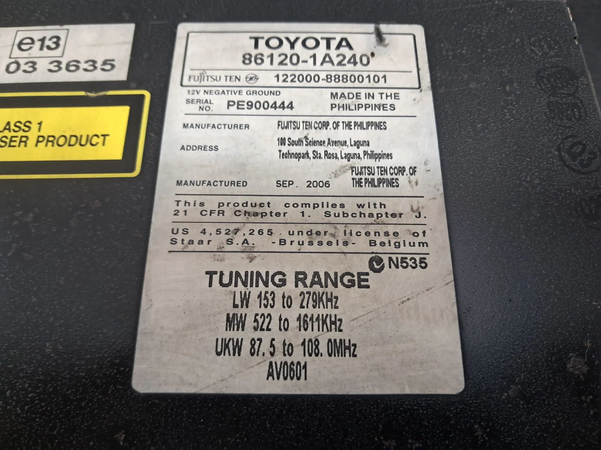 Rádio / auto-rádio TOYOTA Auris Hatchback (_E15_) Imagem-6