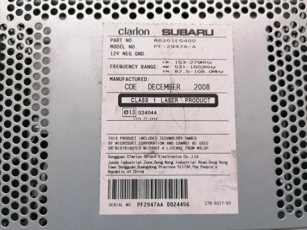 Rádio / auto-rádio SUBARU Impreza Hatchback (GR, GH, G3) Imagem-4