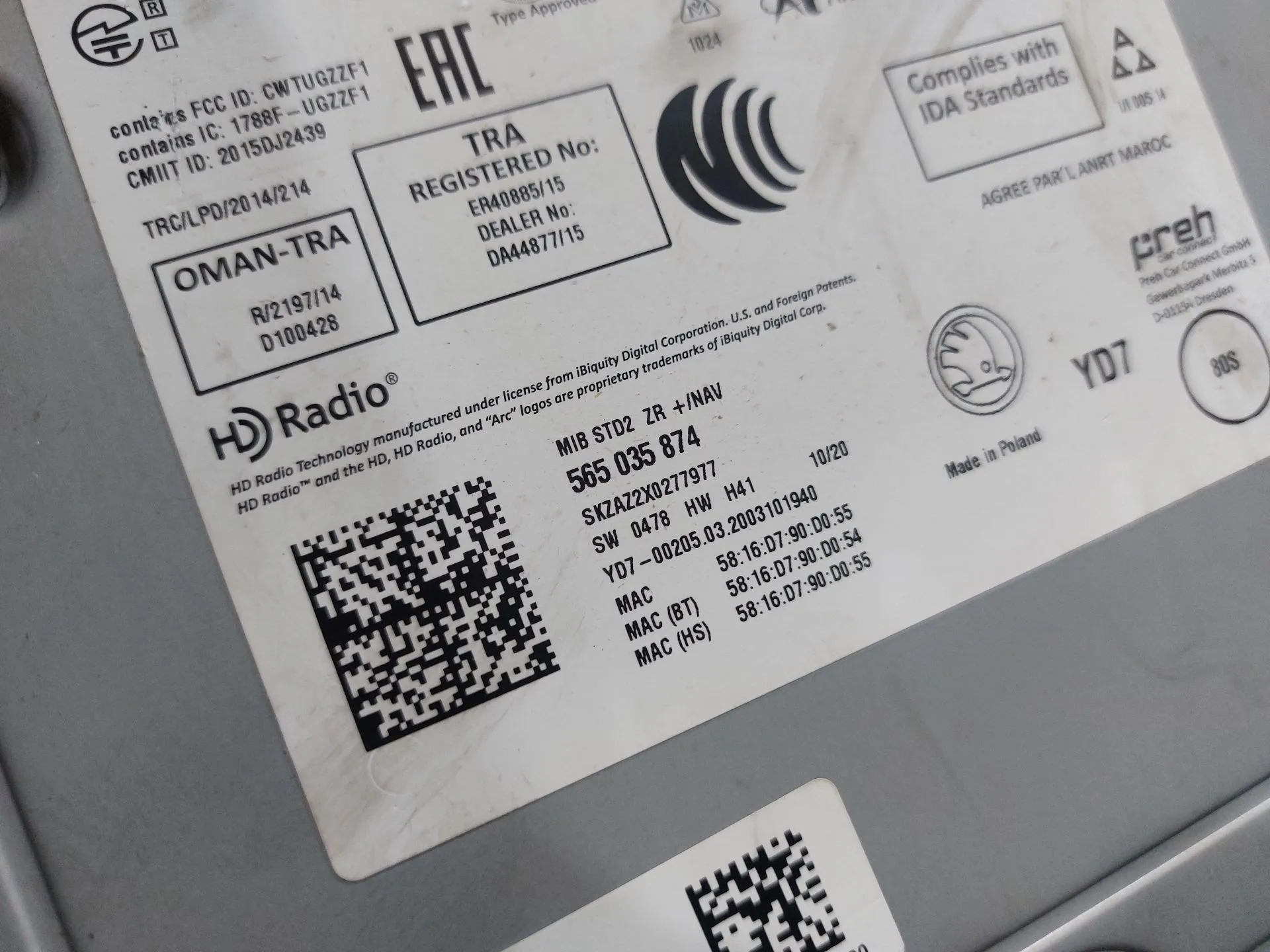 Rádio / auto-rádio SKODA Kodiaq (NS7) Imagem-2