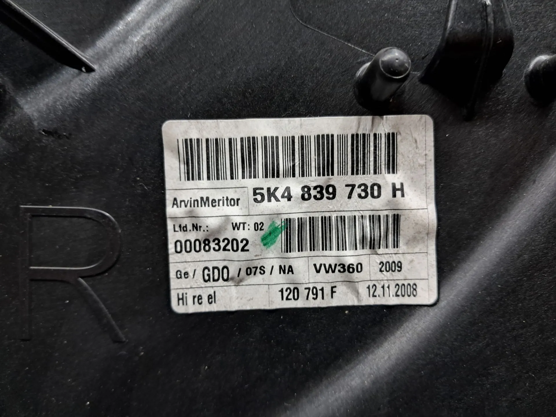 Right rear window regulator VOLKSWAGEN Golf VI (5K1) Imagem-2