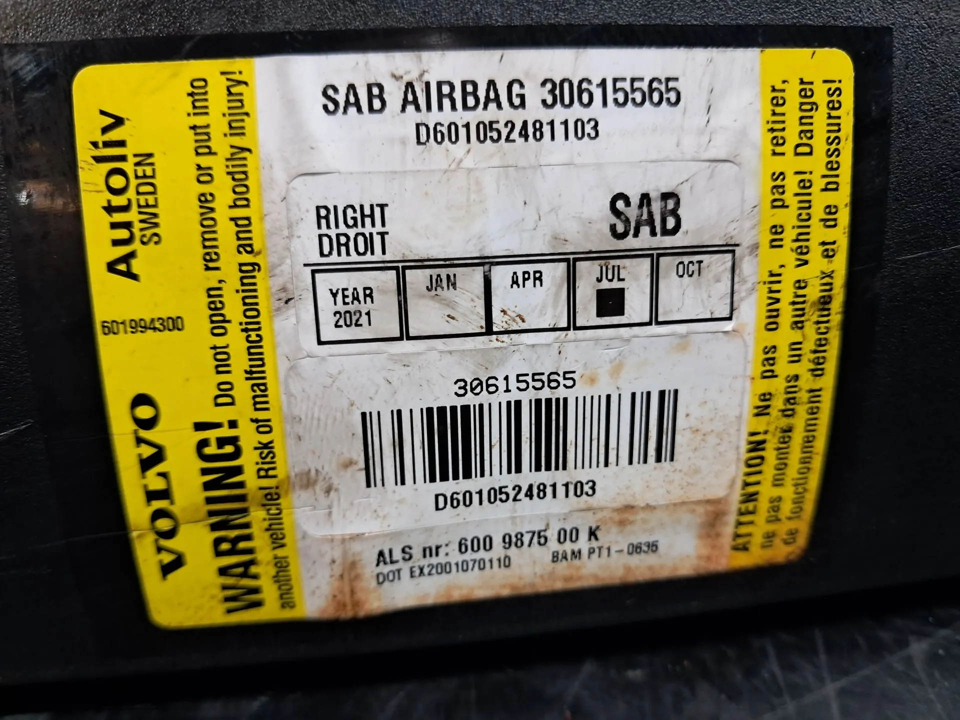Airbag Derecho VOLVO S40 II (MS) Imagem-1