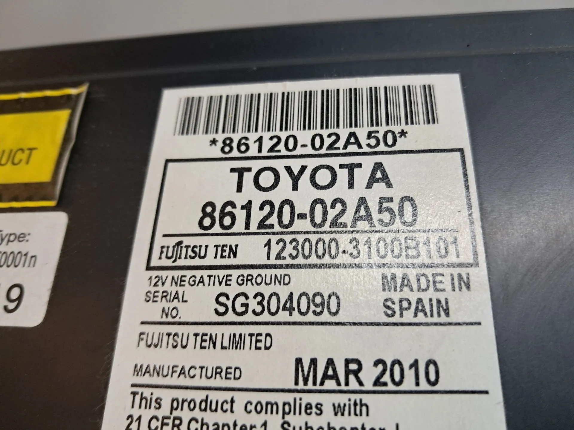 Rádio / auto-rádio TOYOTA Auris Hatchback (_E15_) Imagem-3