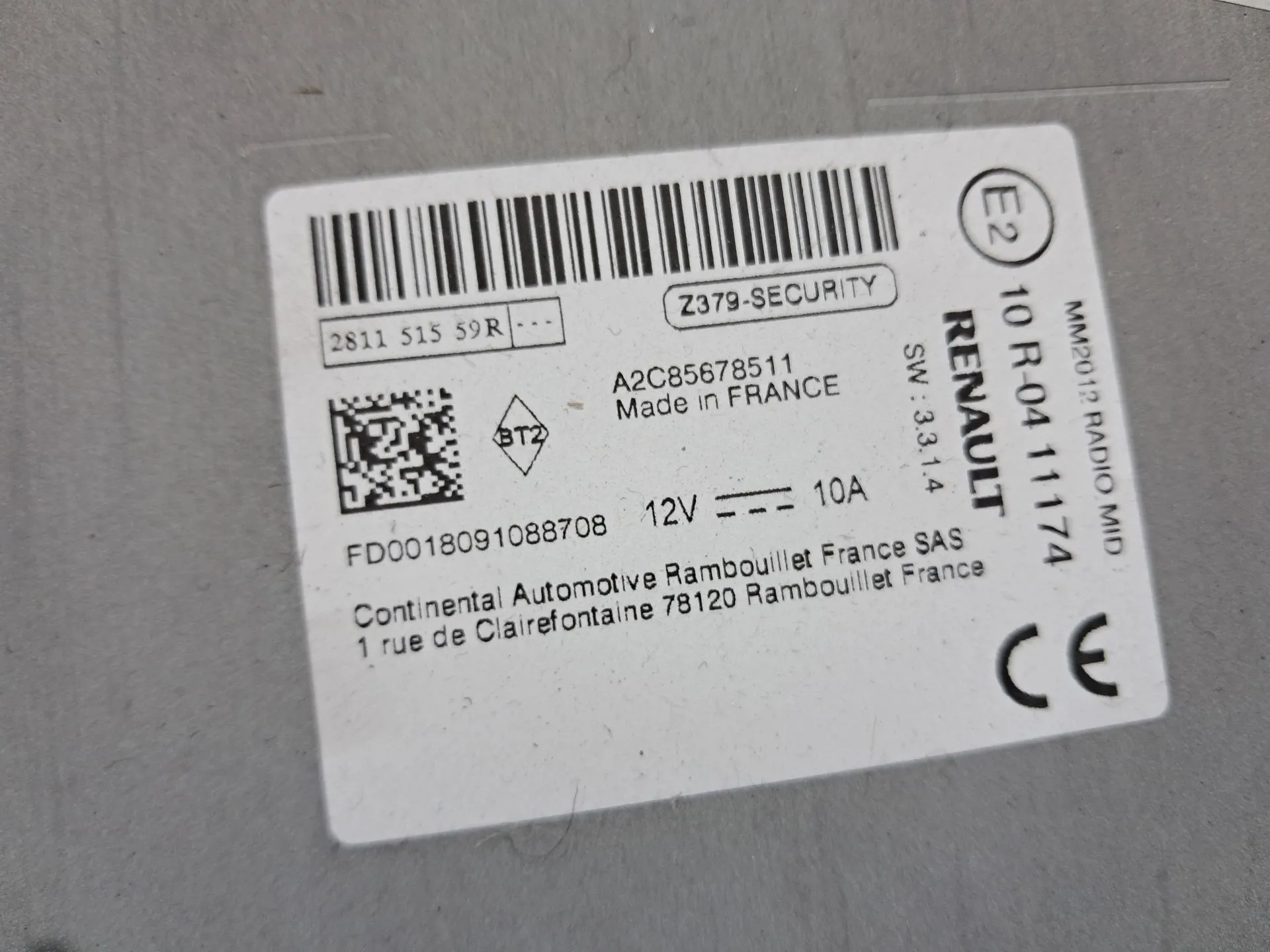 Rádio / auto-rádio RENAULT Zoe (BFM_) Imagem-1