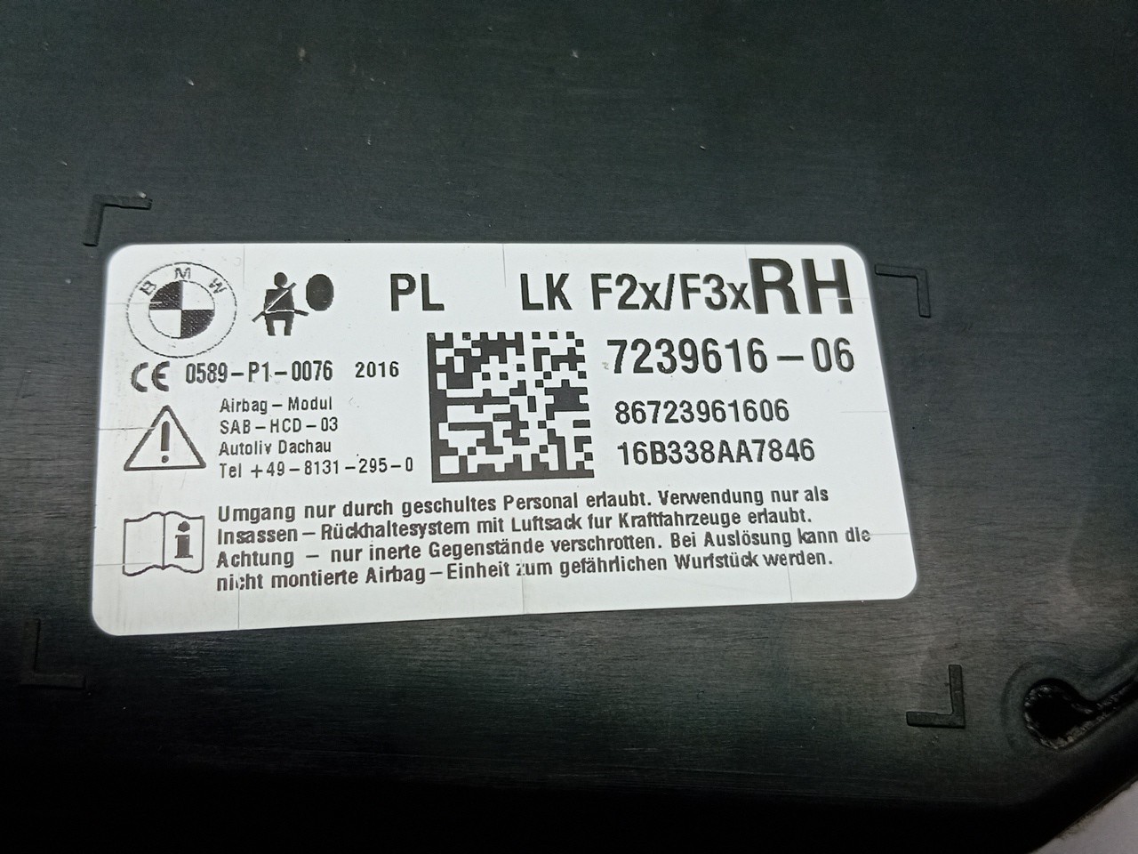 Right Seat Airbag BMW 1 (F20) Imagem-3