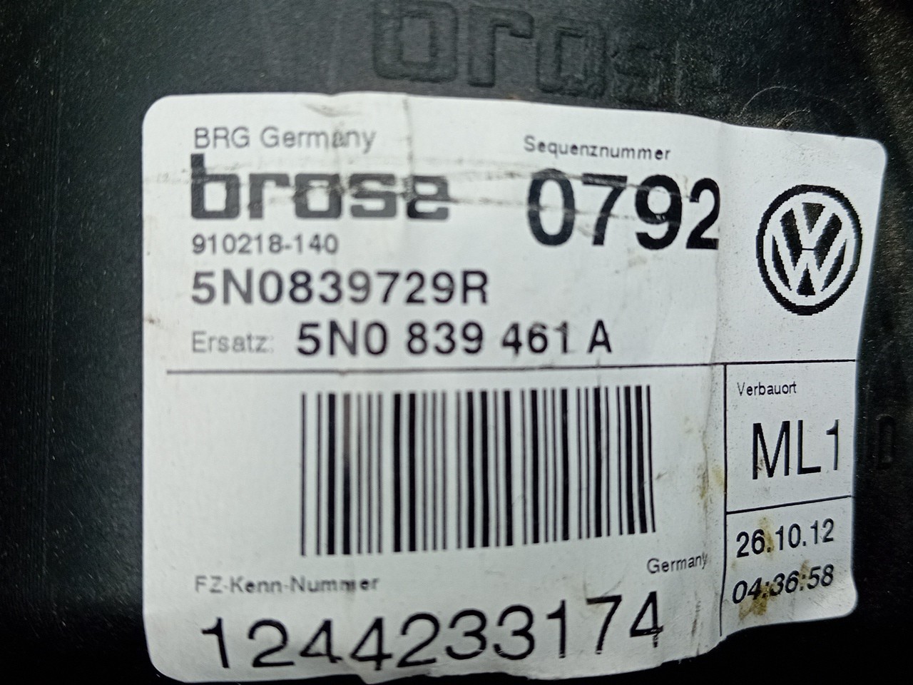 Left rear window regulator VOLKSWAGEN Tiguan (5N) Imagem-2
