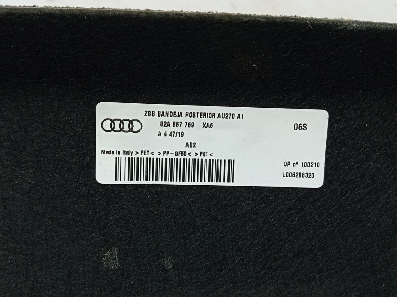 Rear Parcel shelf / trunk cover AUDI A1 Sportback (GBA) Imagem-3