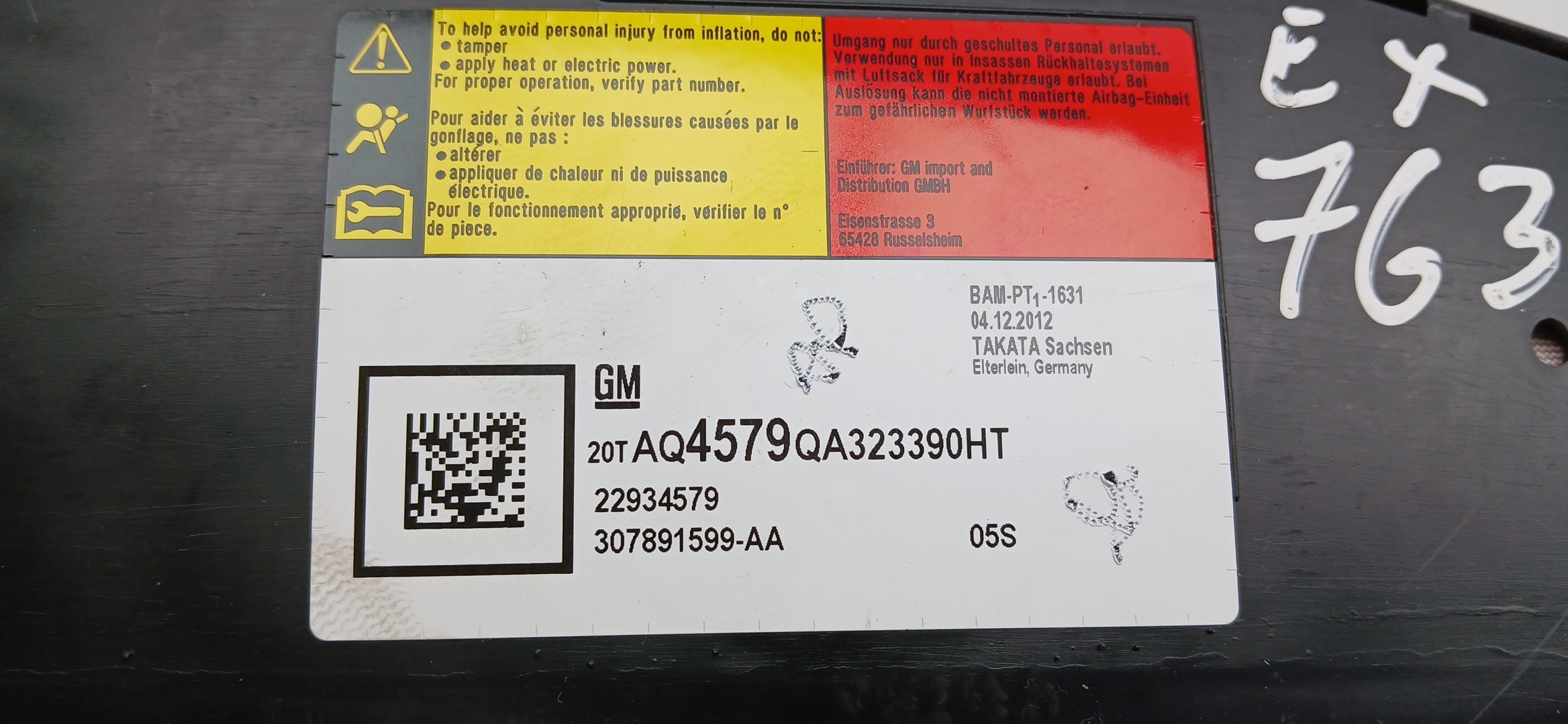 Left Seat Airbag OPEL Insignia A (G09) Imagem-3