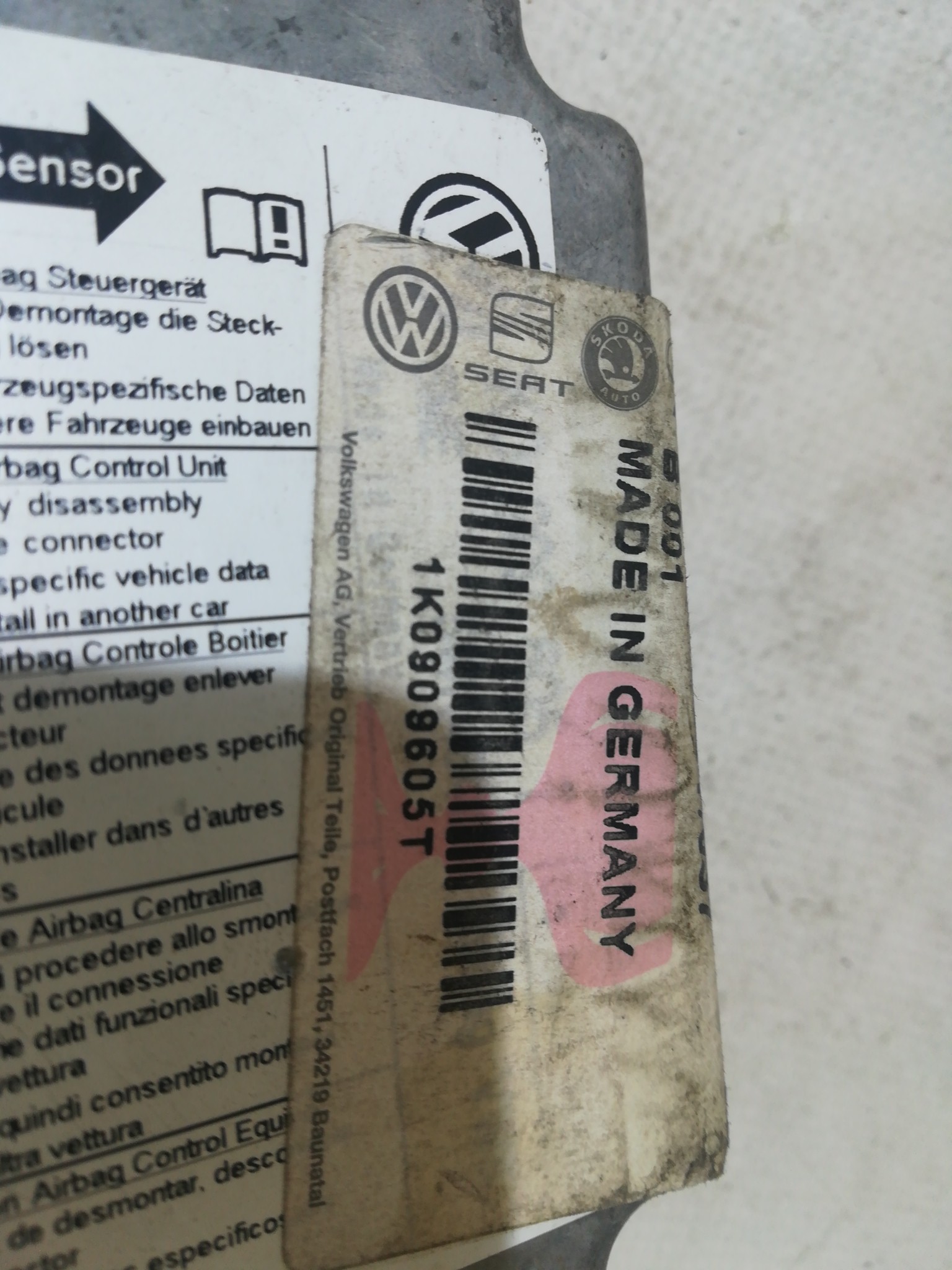Airbag control unit / ECU Airbag VOLKSWAGEN Golf Plus Van (521) Imagem-2