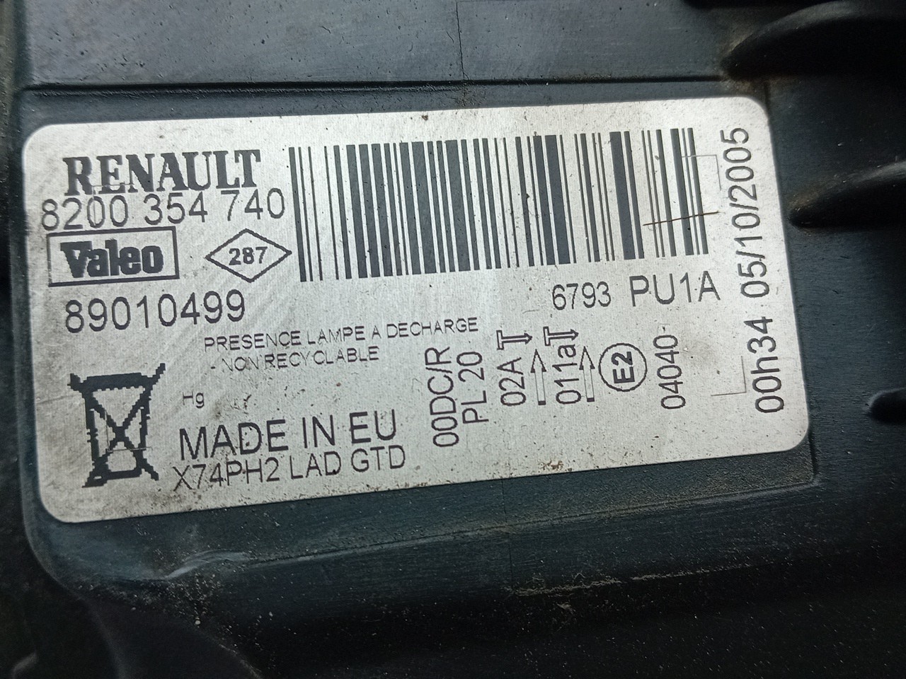 Óptica / faro Izquierdo RENAULT Laguna II (BG0/1_) Imagem-4