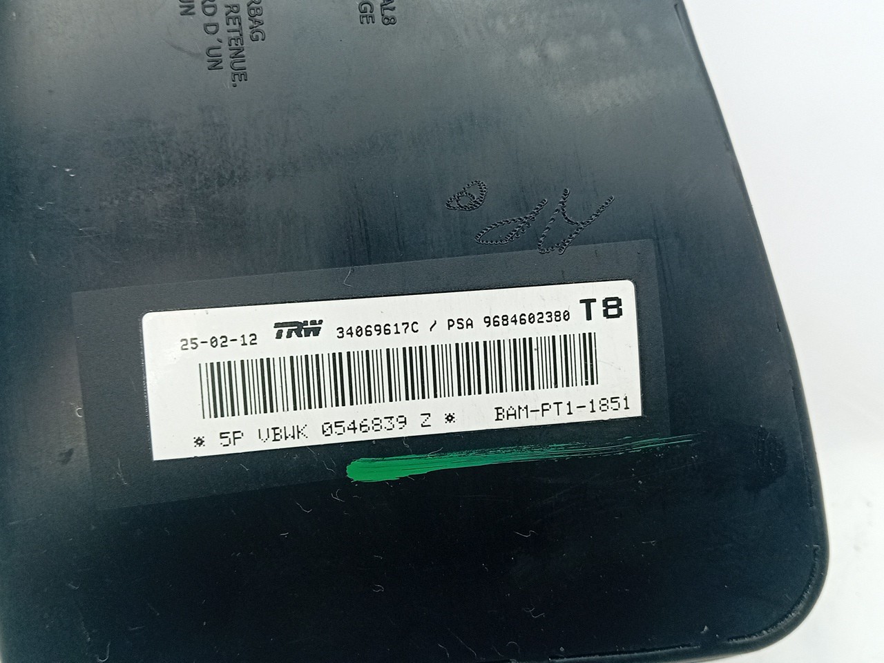 Right Seat Airbag PEUGEOT 5008 I (0U_, 0E_) Imagem-3