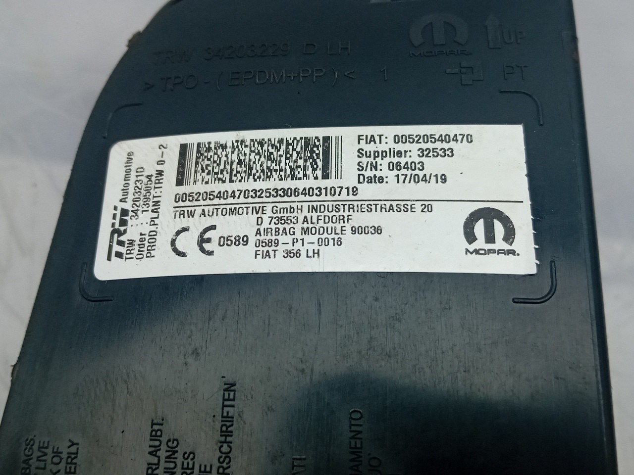 Airbag banco esquerdo FIAT Tipo Sedan (356_) Imagem-3
