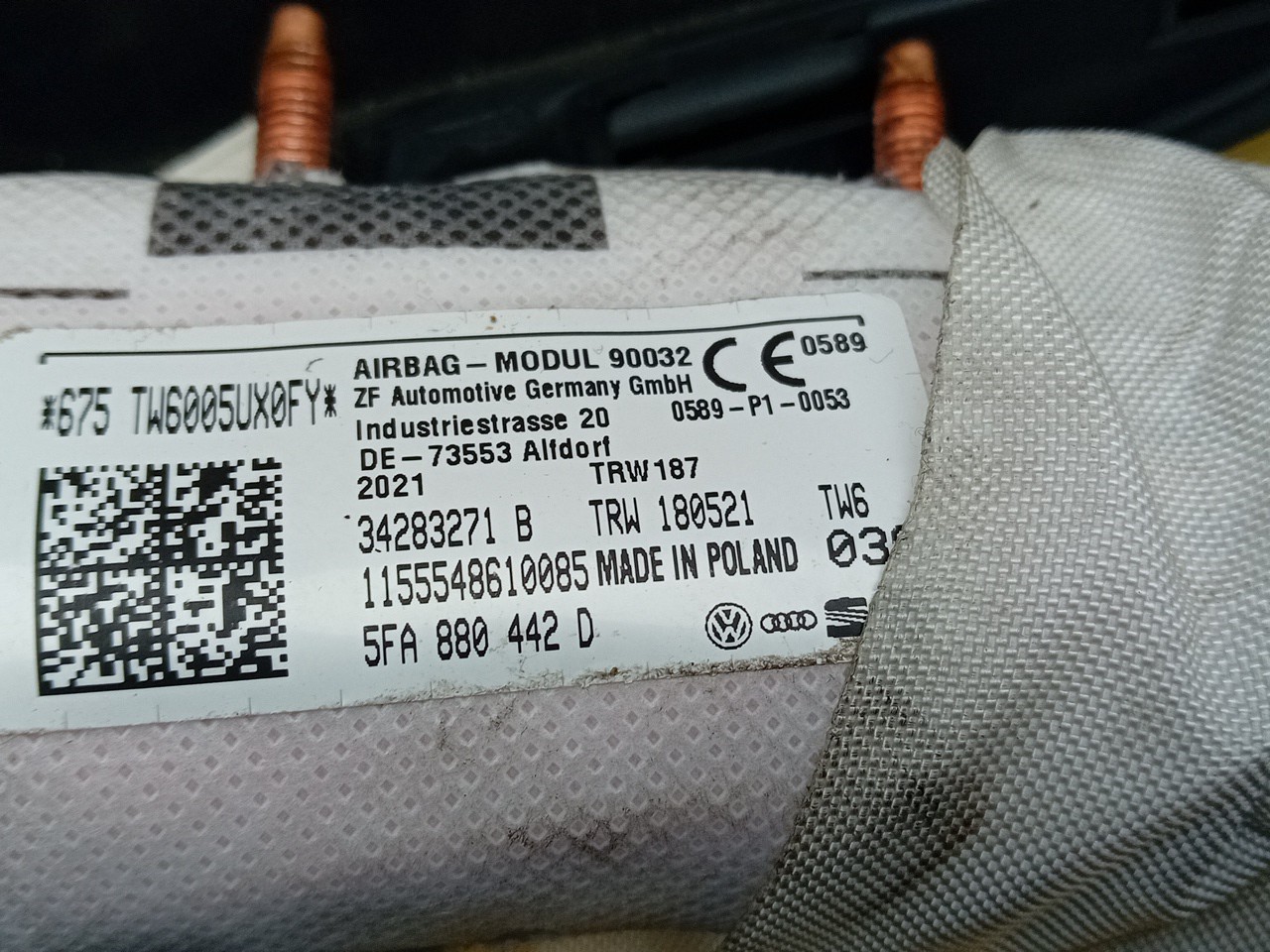Right Front Side Airbag SEAT Leon Sportstourer (KL8) Imagem-3