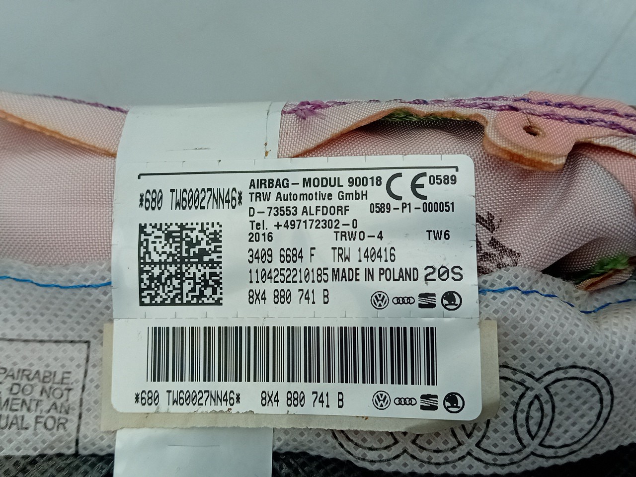 Left Curtain Airbag AUDI A1 Sportback (8XA, 8XF) Imagem-2