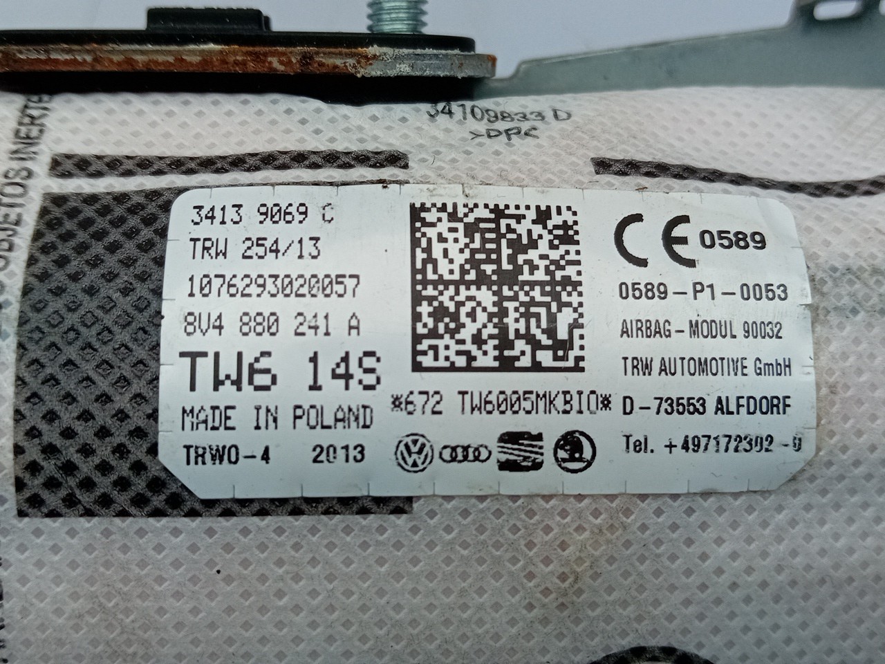 Right Seat Airbag AUDI A3 Sportback (8VA, 8VF) Imagem-2