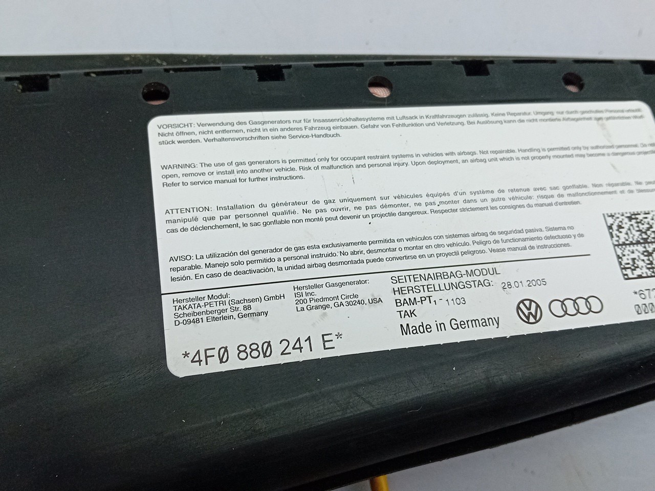 Left Seat Airbag AUDI A6 (4F2, C6) Imagem-2