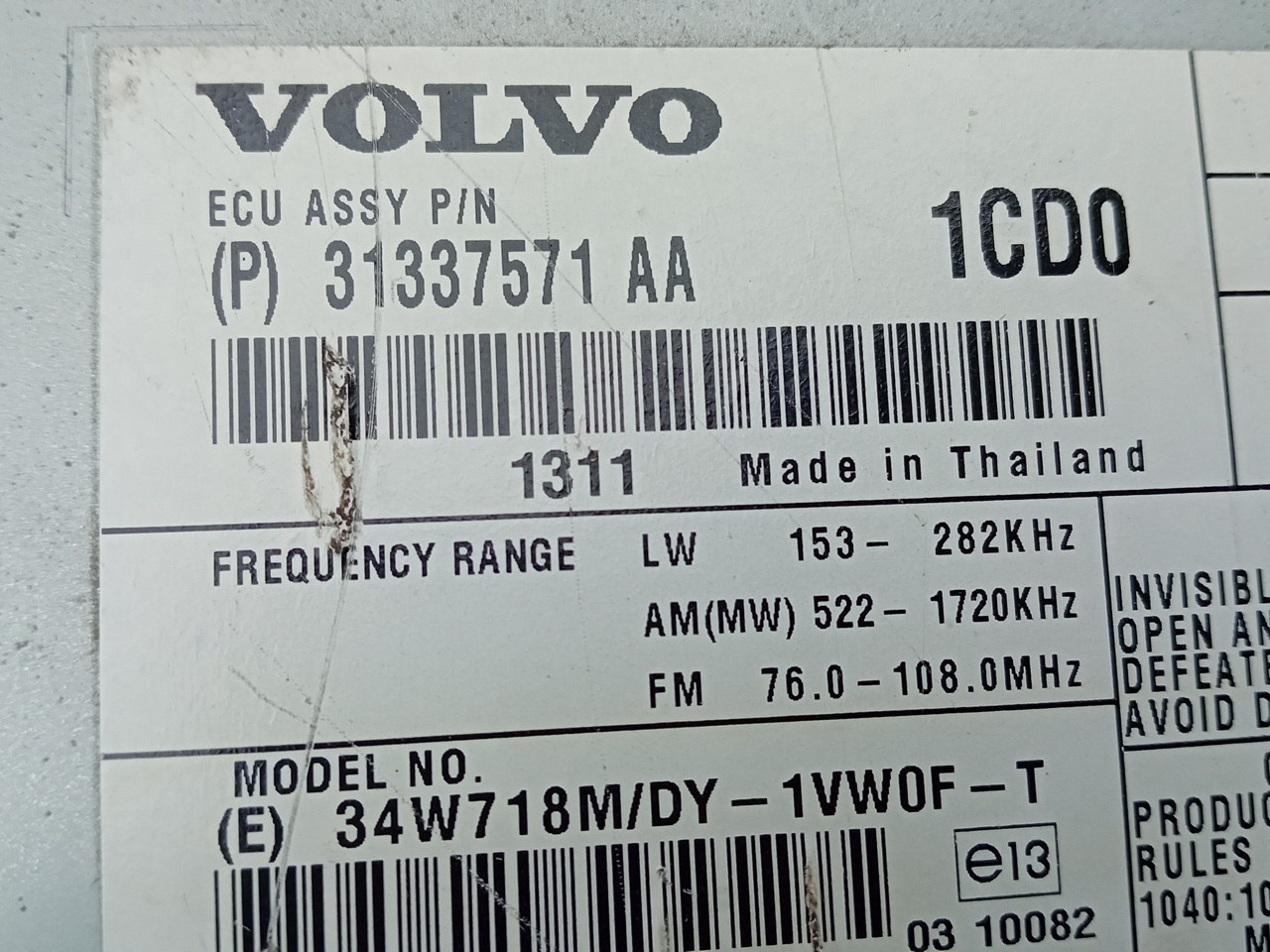 Rádio / auto-rádio VOLVO V40 Hatchback Imagem-3