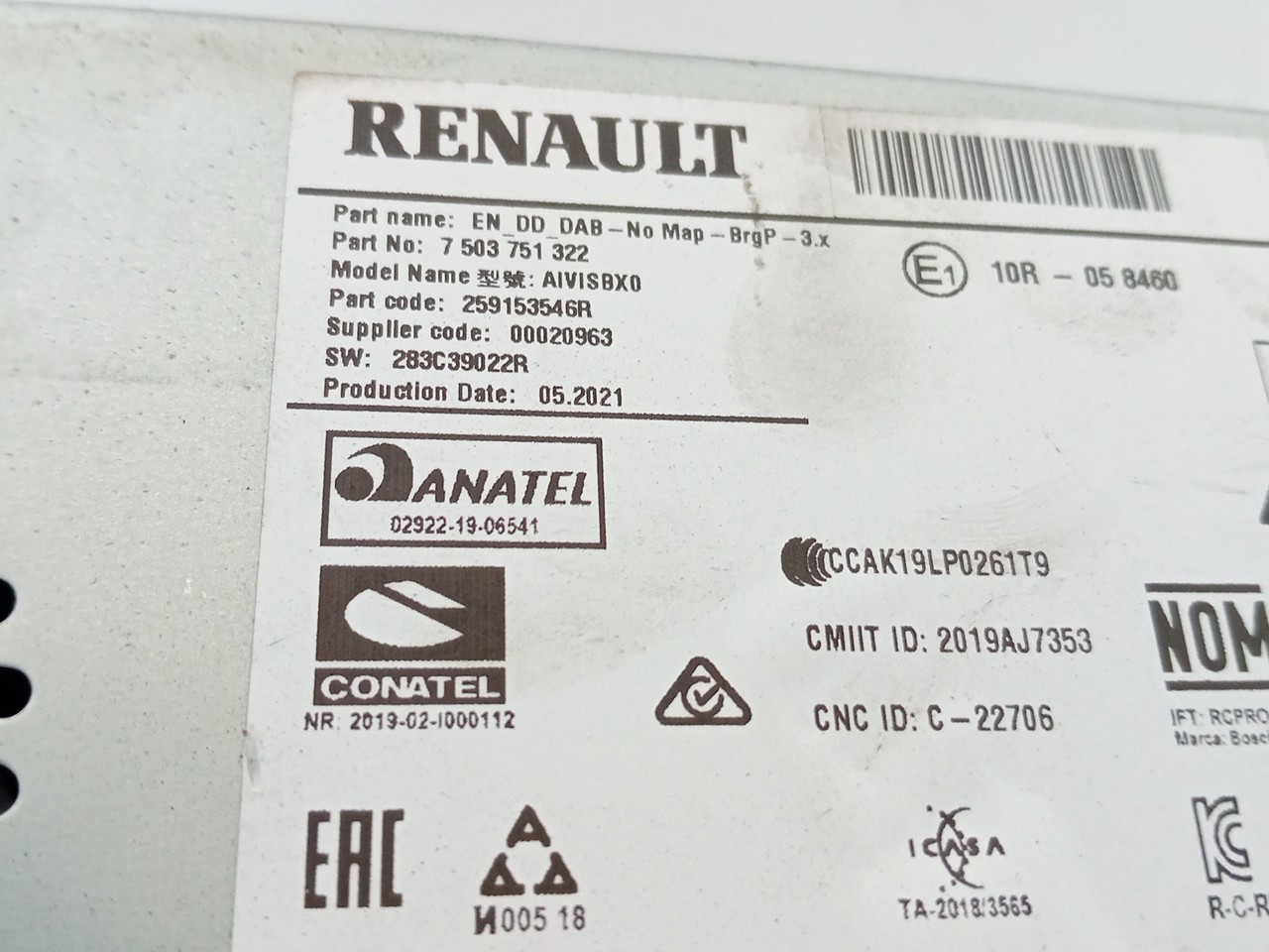 Autoradio RENAULT Zoe (BFM_) Imagem-3
