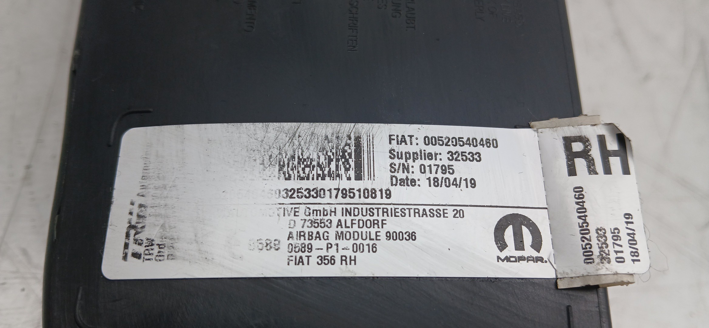Airbag  Droite FIAT Tipo Hatchback (357_) Imagem-3