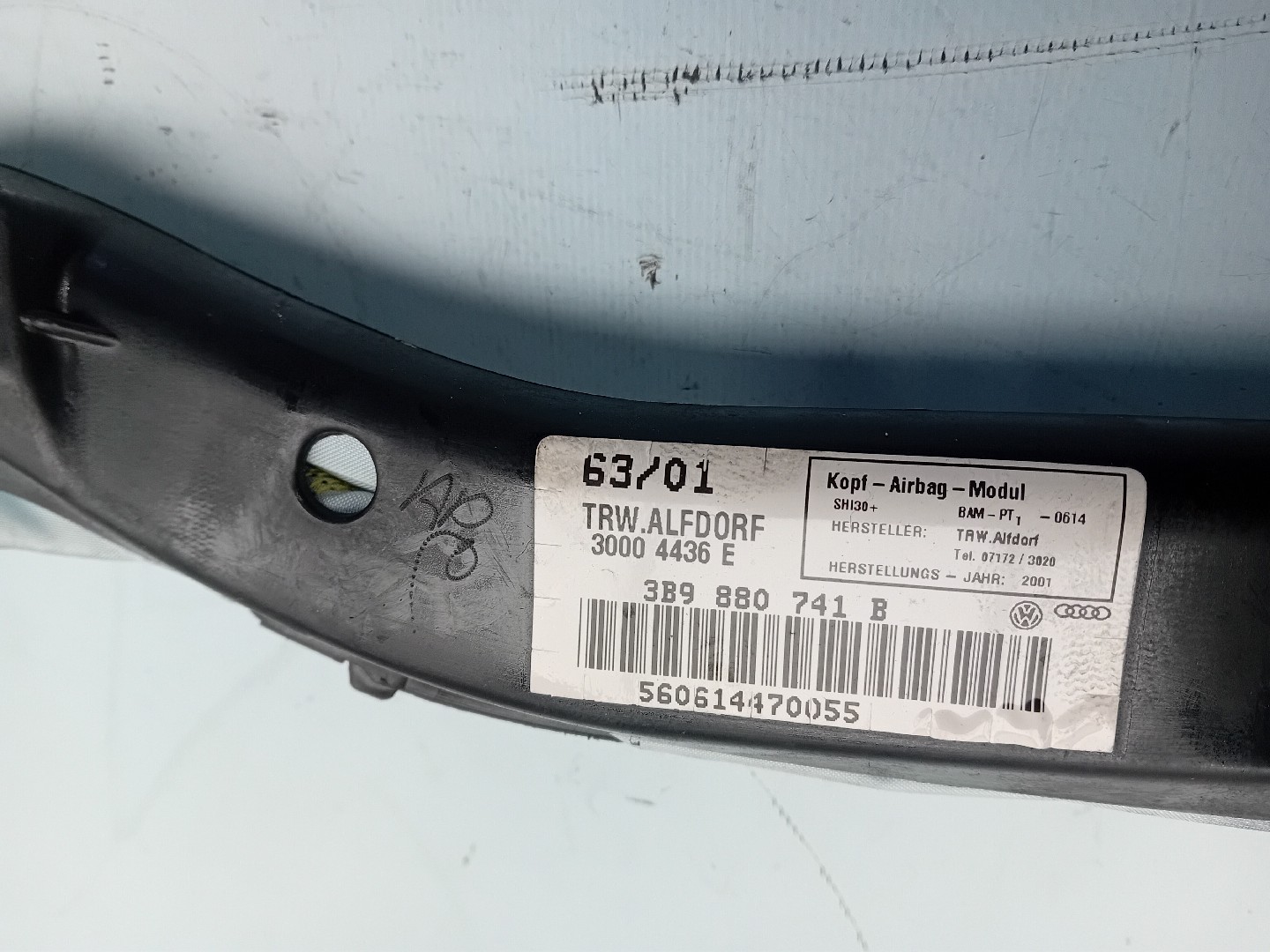 Left Curtain Airbag VOLKSWAGEN Passat Variant (3B6) Imagem-3