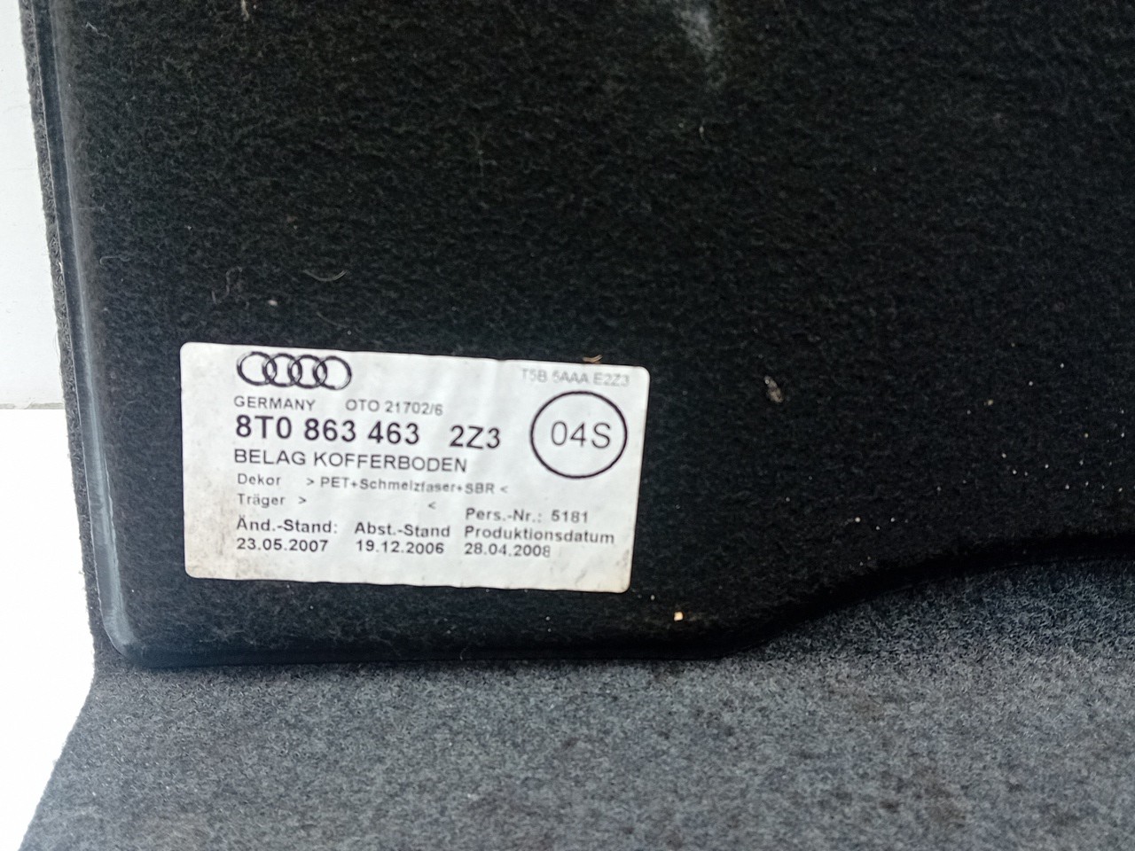 Trunk floor cover AUDI A5 (8T3) Imagem-3