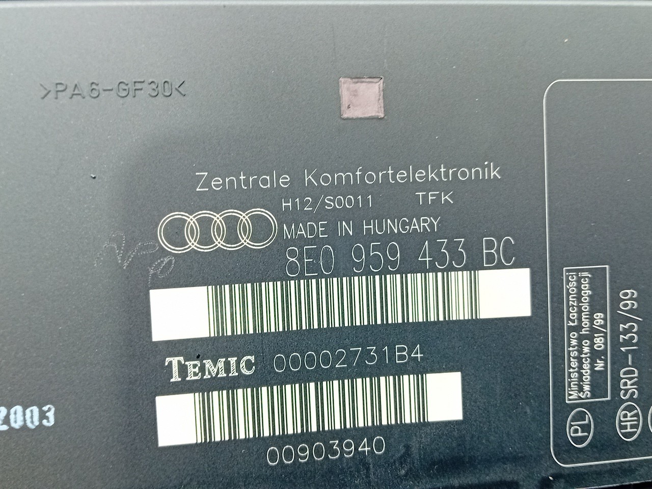 Modulo / Centralina comfort AUDI A4 (8E2, B6) Imagem-4