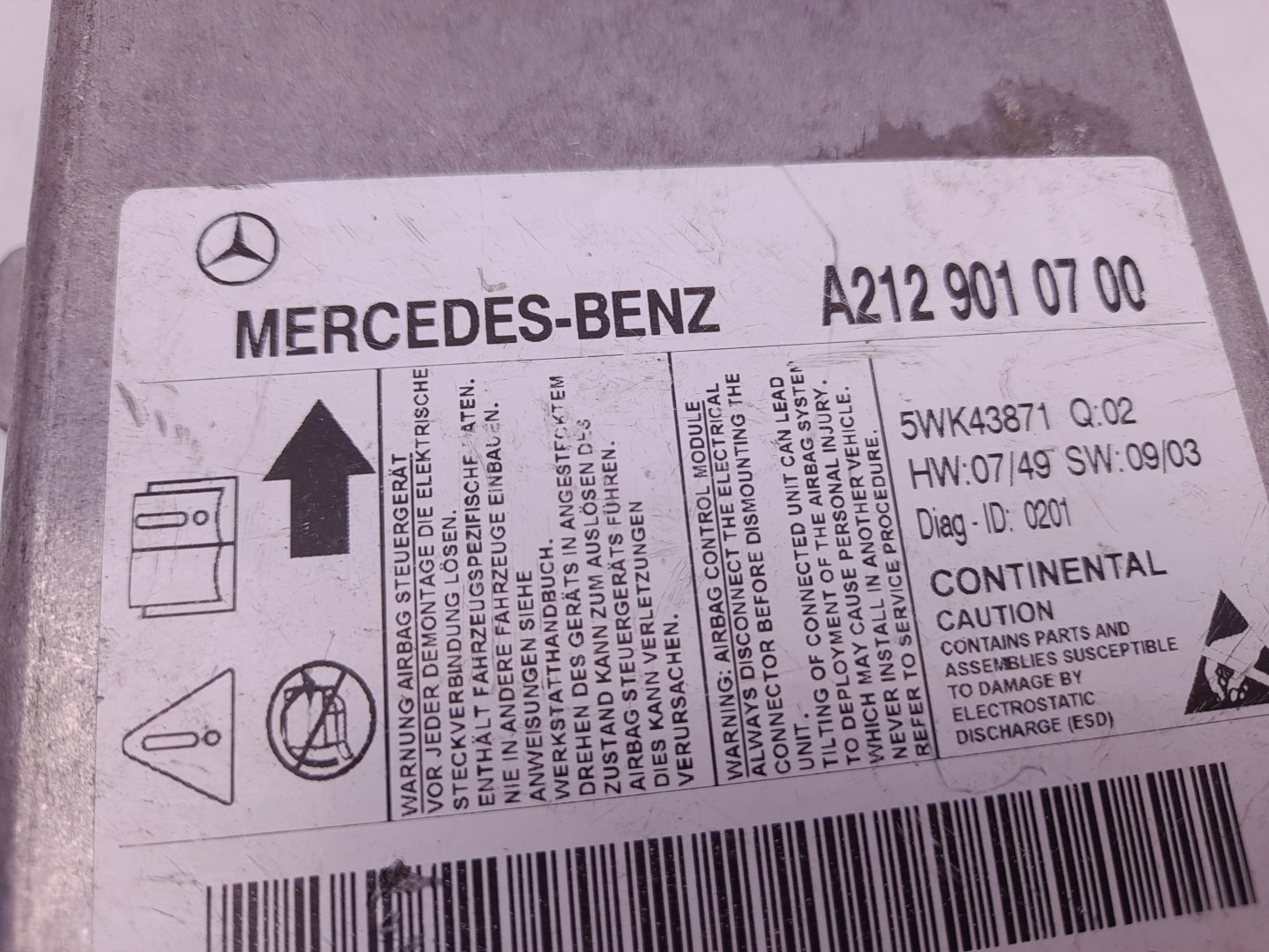 Centralina airbag MERCEDES-BENZ Classe E (W212) Imagem-2