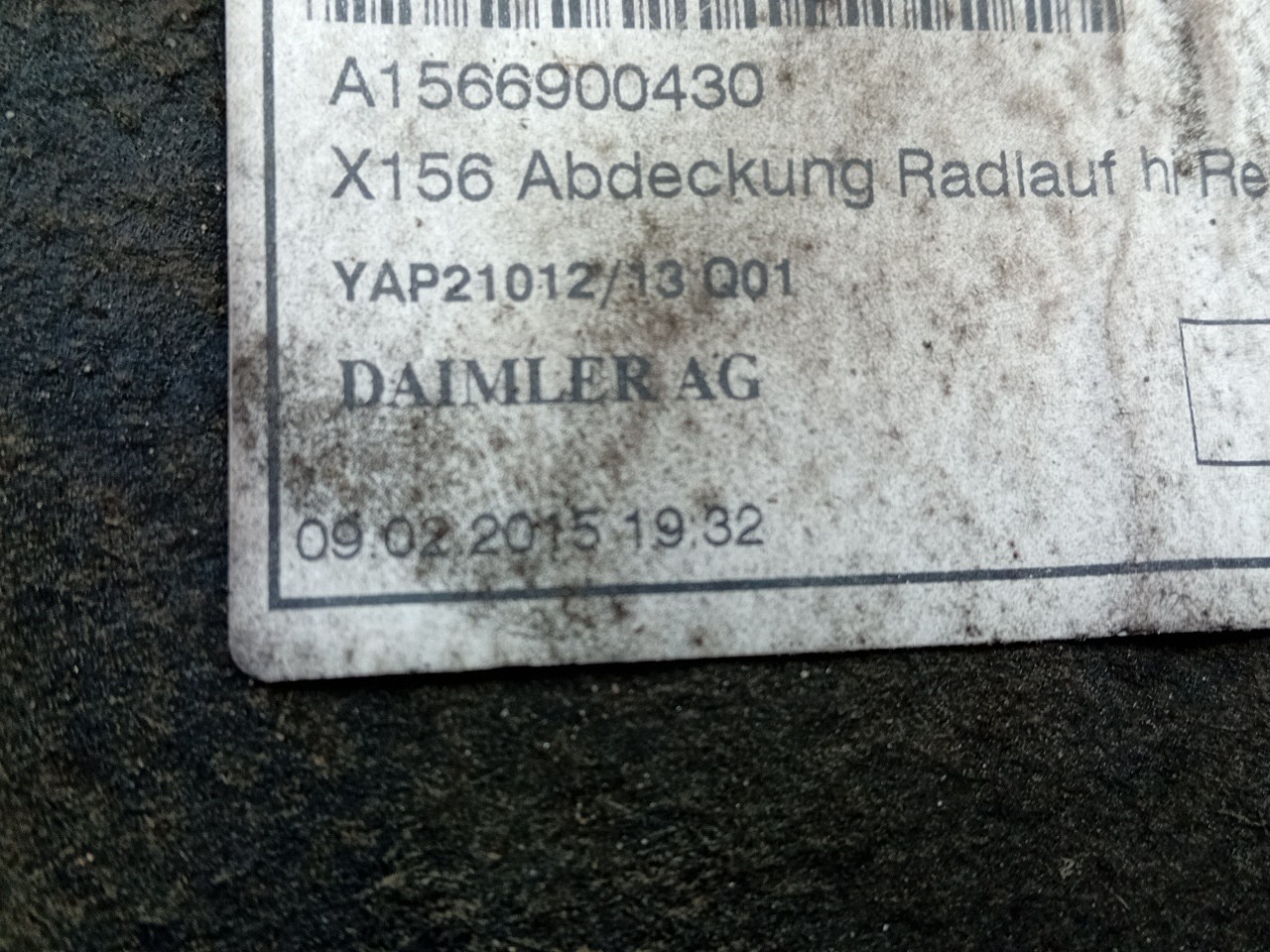 Rear wheel arch right MERCEDES-BENZ GLA (X156) Imagem-2