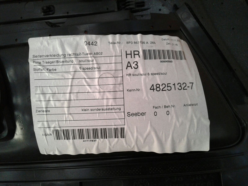 Panel puerta trasero derecho AUDI A3 (8P1) Imagem-1