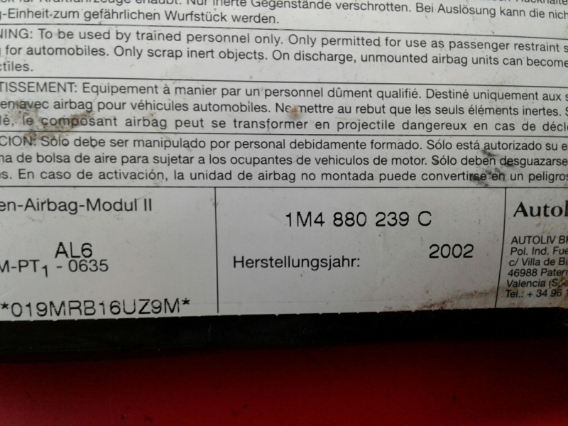 Airbag banco esquerdo SEAT Toledo II (1M2) Imagem-1